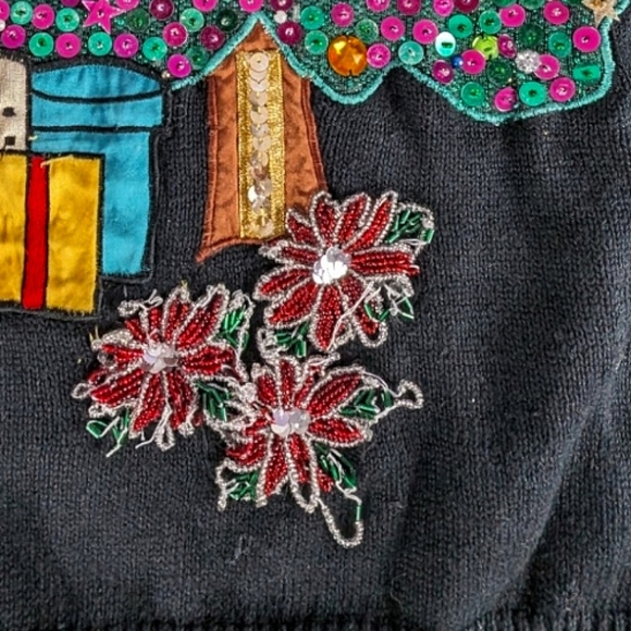 Spree VINTAGE Sequin Shoulder Pad Ugly Christmas Sweater - Picture 6 of 9